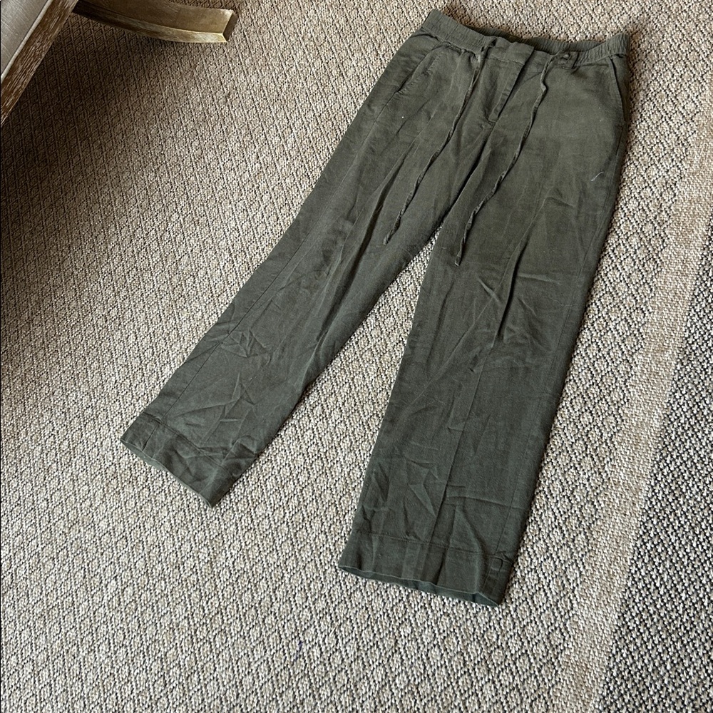 Talbots Cotton Linen Drawstring Pant in Green Size 6‎